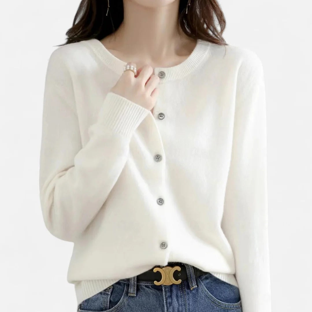 Rosvani | Women’s Knit Cardigan with Round Neck