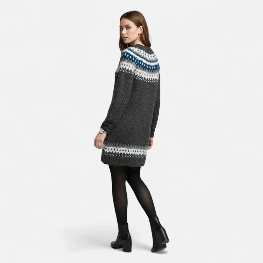 Rosvani | Women’s Round Neck Sweater with Geometric Patterns