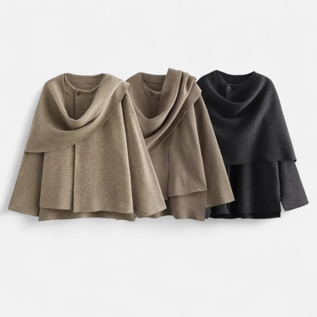 Rosvani | Women’s Fleece Coat with Asymmetrical Scarf Detail