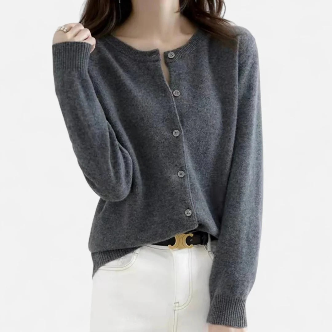 Rosvani | Women’s Knit Cardigan with Round Neck