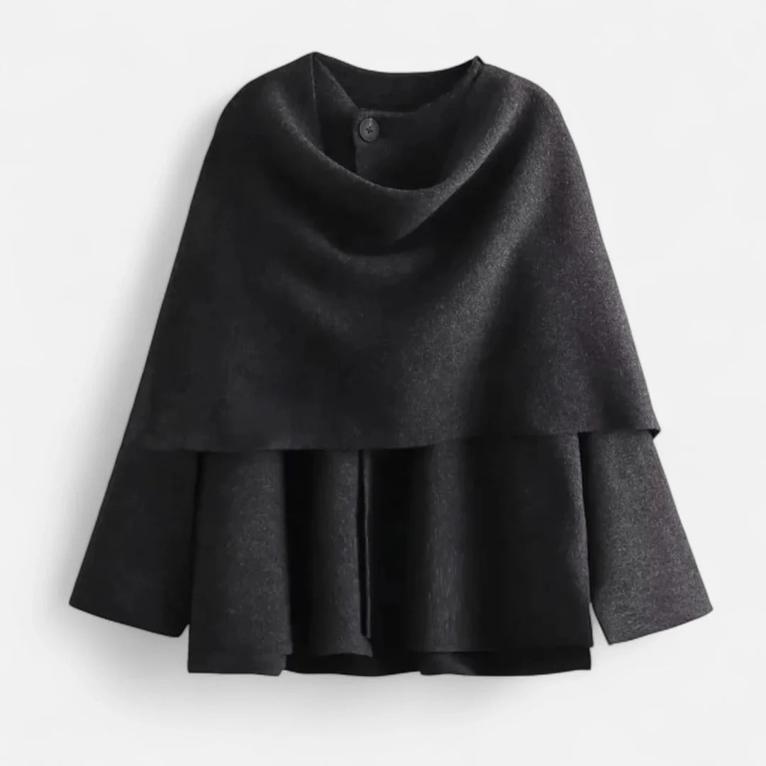 Rosvani | Women’s Fleece Coat with Asymmetrical Scarf Detail